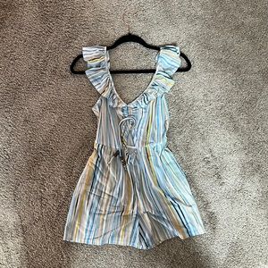BCBG generation romper with cutout and wood bead detailing
